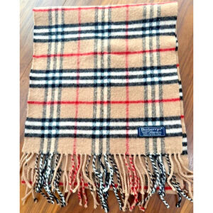 Burberrys Classic Beige Check Scarf Vintage Lap 100% Lambswool Blanket Scarf